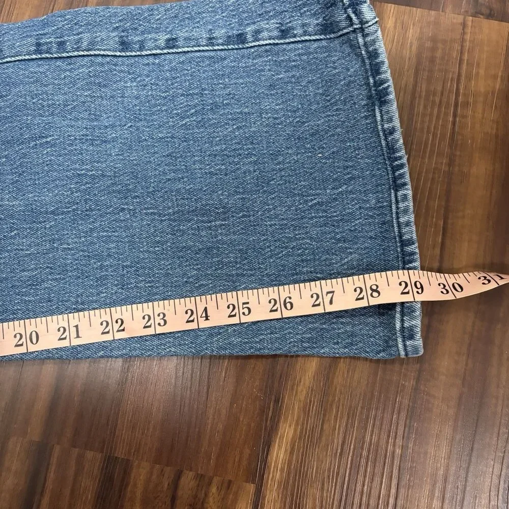 Reiss Women’s Sz 29 Patch Pocket Wide Leg Jeans Mid Blue Wash